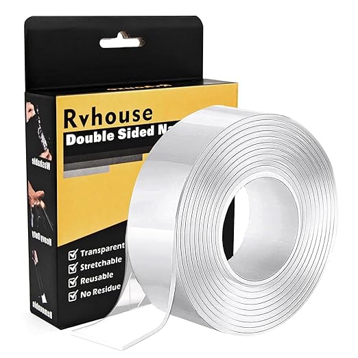 Heavy Duty Double Sided Tape, 2 x 80 in, 1 Pack | Removable washable nano gel