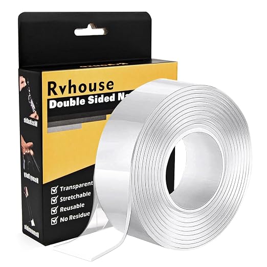 Heavy Duty Double Sided Tape, 2 x 200 in, 1 Pack | Removable washable nano gel