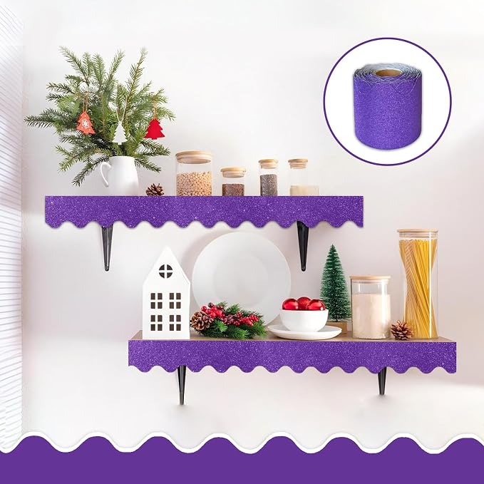 70Ft Shine Bulletin Board Borders，Scalloped Poster Boards Decorations Trim