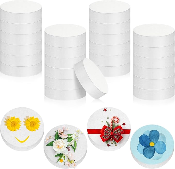Henoyso 4 x 4 x 1 Inch 24 Pcs Foam Circles Polystyrene Round Foam Discs