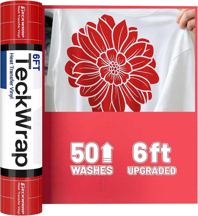 TECKWRAP Heat Transfer Vinyl for T-Shirts, 50+ Washes, REACH Certified & Dryer