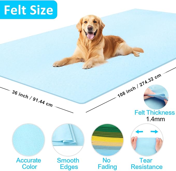 XSEINO Baby Blue Large Felt Fabric 108" X 36 ", 1.4 mm Thick Soft Felt Fabric