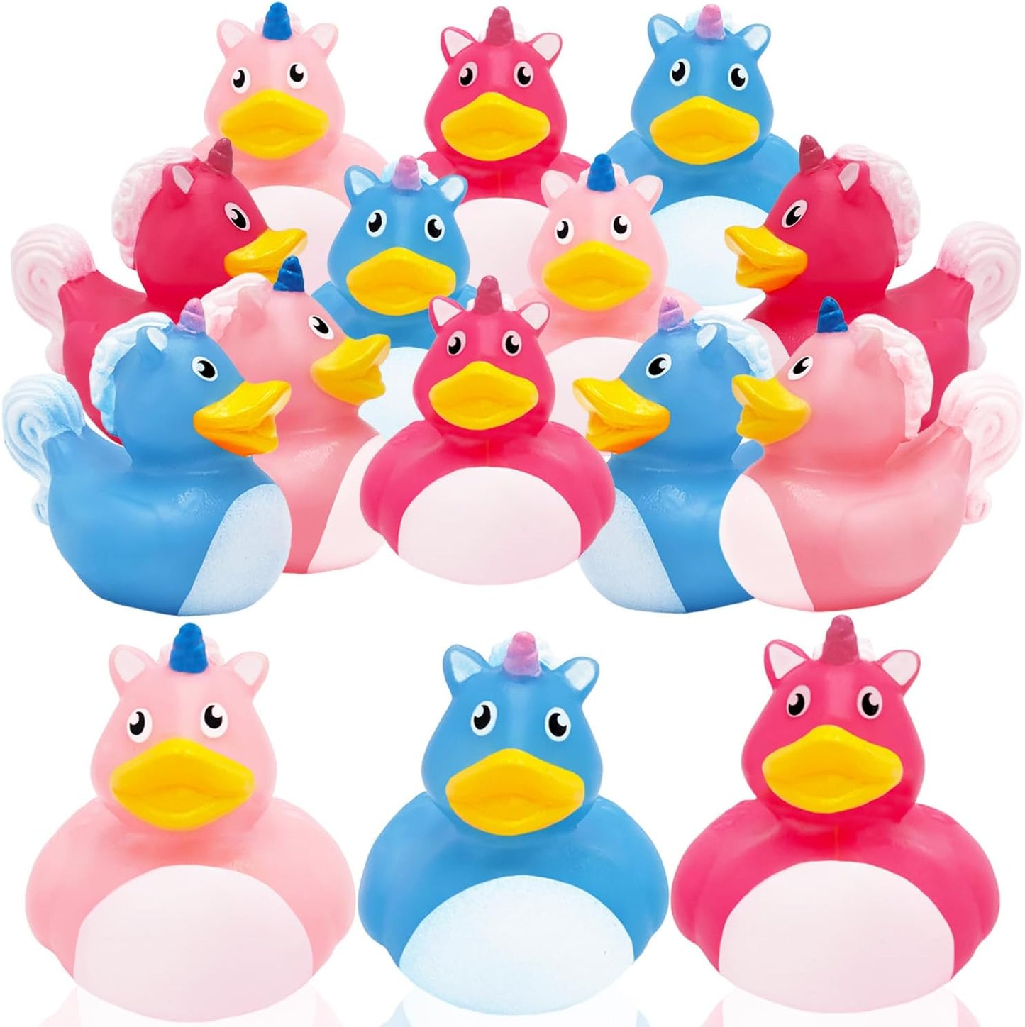 The Dreidel Company Unicorn Rubber Duck Toy Duckies for Kids, Bath Birthday Baby Showers Summer Beach and Pool Activity, 2" (12-Pack)