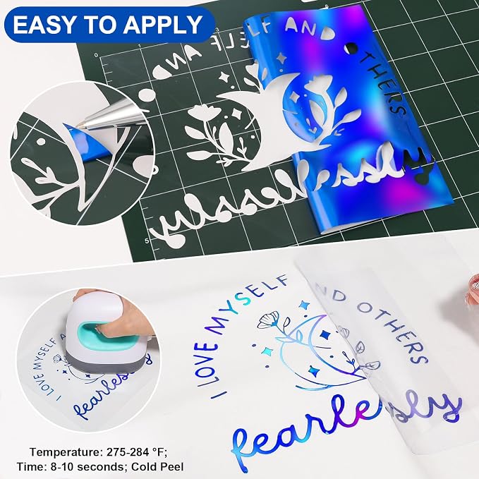 VINYL FROG Blue Holographic Heat Transfer Vinyl 12" x5ft Blue Metallic HTV