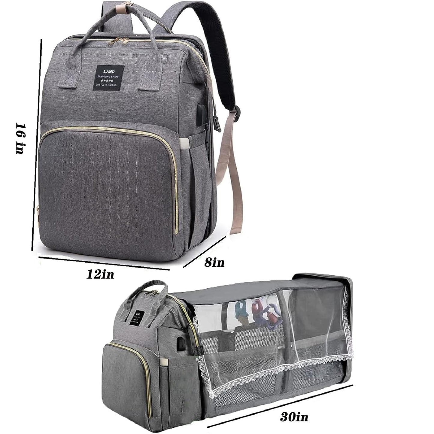 Baby Diaper Bag Diaper Bag with Changing Station,Diaper Bag Backpack,Large Capacity,900d Excellent Oxford(Ungrade Grey