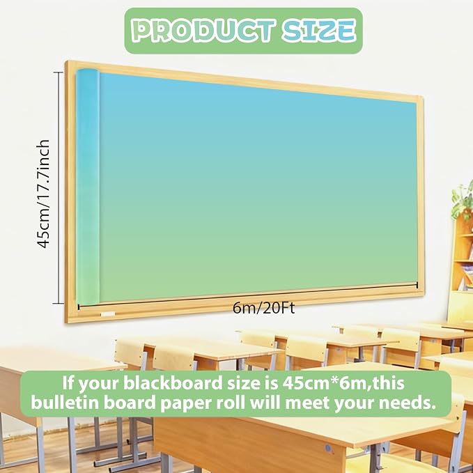 Qyeahkj 17.7in x 20ft Bulletin Board Paper Roll Bulletin Board Background Paper