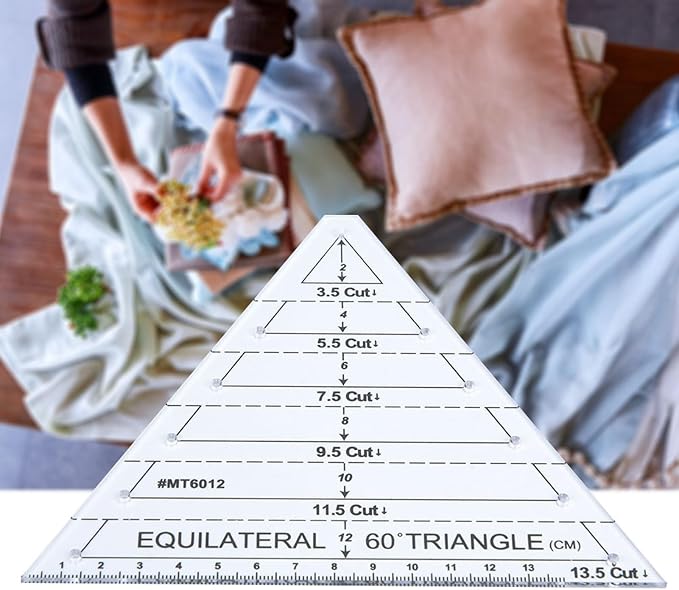 Fayelume 60 Degree Triangle Ruler, Acrylic Triangle Quilting Ruler, High