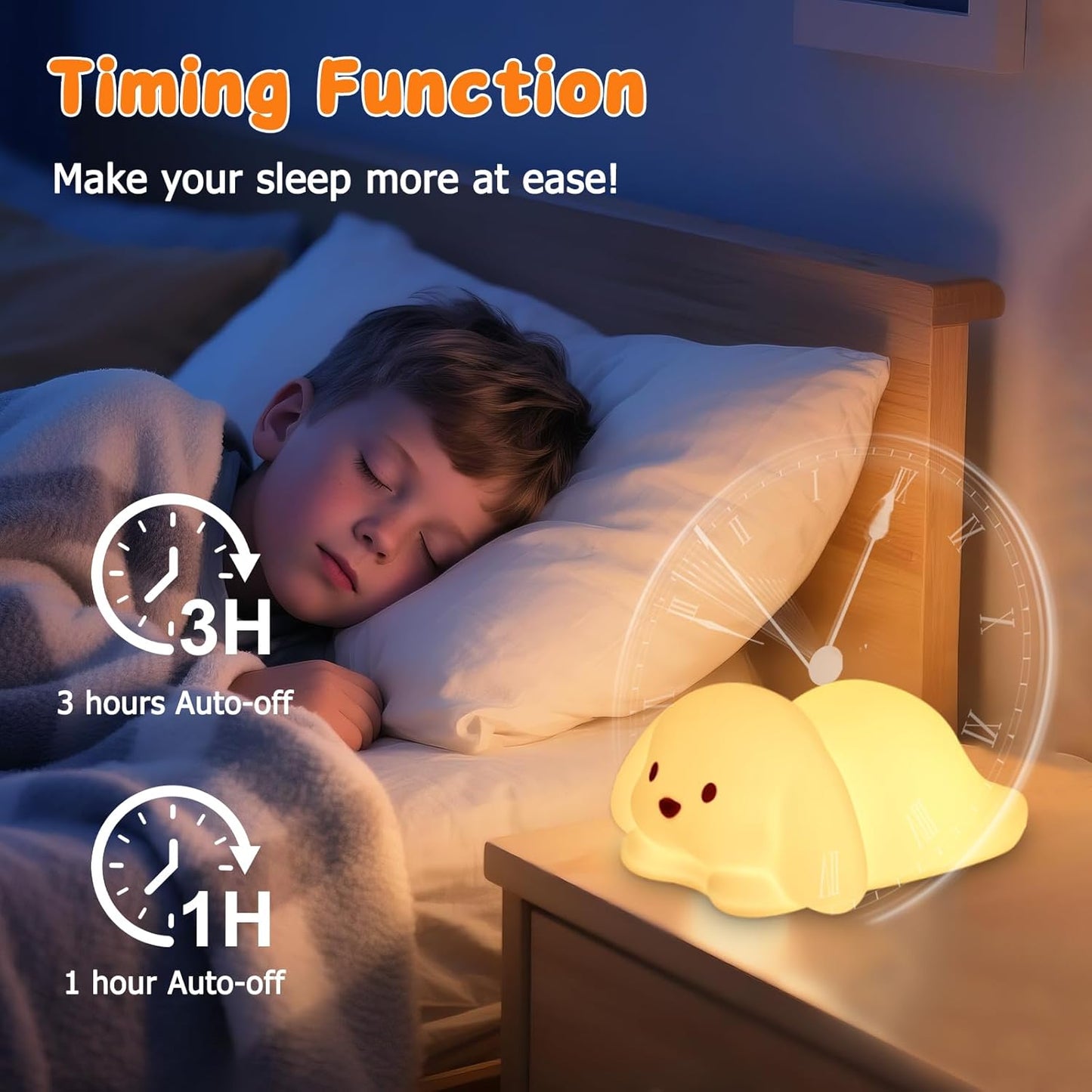 Tremdwoto Dog Night Light for Kids,Cute 7 Colorful Night Light Baby Girl Squishy Night Lights Lamp 1/3 Hour Timer Puppy Light Dimmable Nursery Nightlight，Kawaii Bedroom Decor,Gift for Boys and Girls