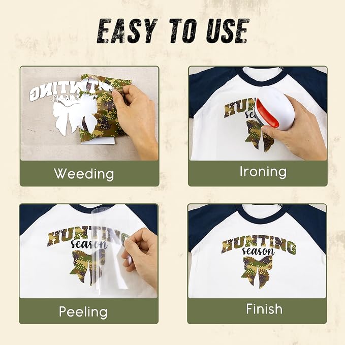 Tintnut Multi-Color Camo Heat Transfer Vinyl, easy cut & weed, stretch washable