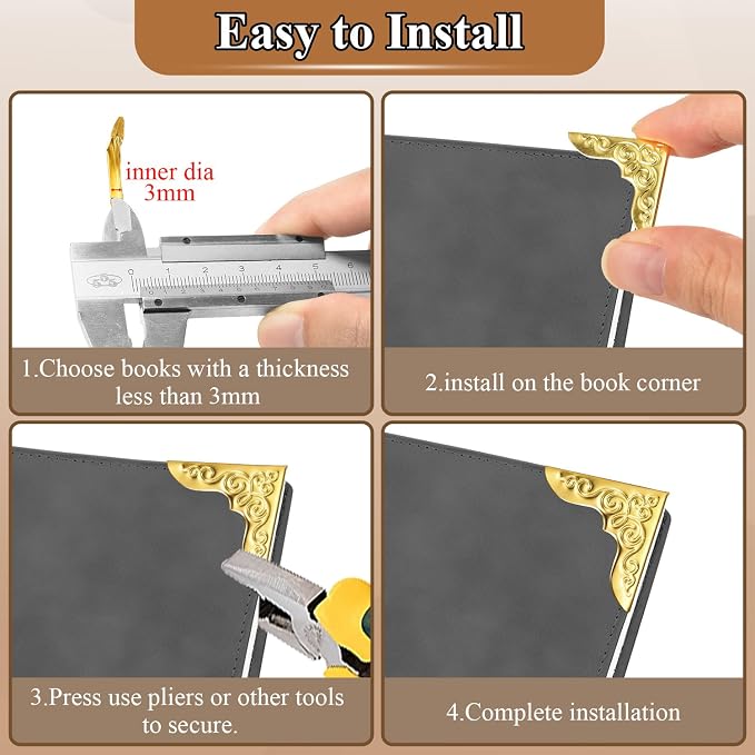 100pcs Metal Book Corner Protectors, Bronze Decorative Scrapbooking Photo