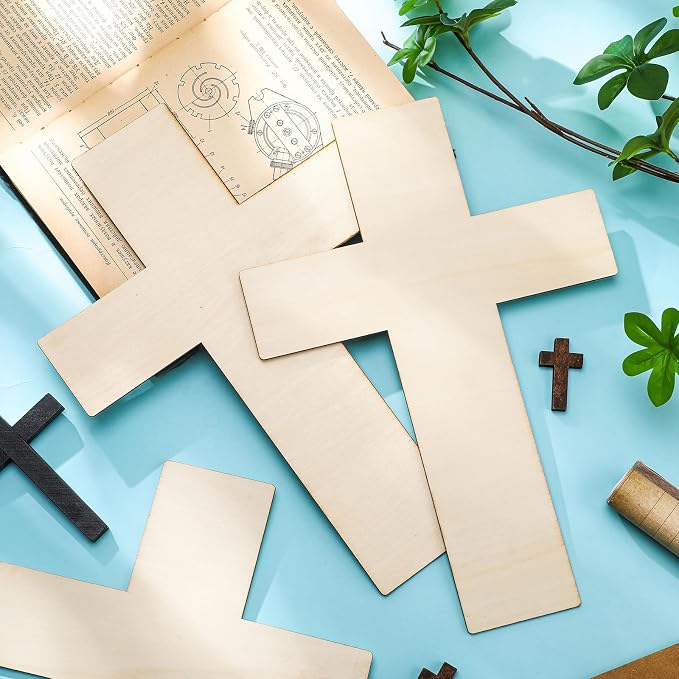 Anglechic 12 Pcs Wooden Cross Craft 12 Inch Wood Crosses