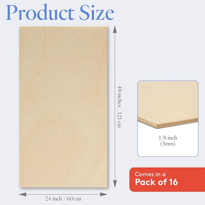 Baltic Birch Plywood 3 mm, 1/8 Inch Craft Wood, B/BB Grade, Stronger Than