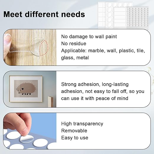 360pcs Nano Double Sided Tape for Wall 0.8" Sticky Dots Mounting Putty Two