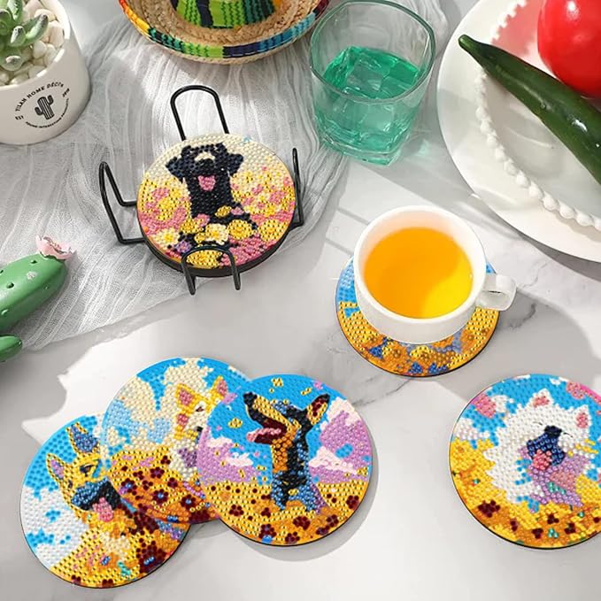 EWJRNSF 10 PCS Dog Diamond Art Coasters DIY Kit