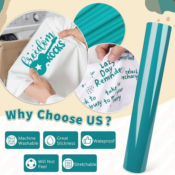 WRAPXPERT Aqua Heat Transfer Vinyl Roll, Heat Press Vinyl