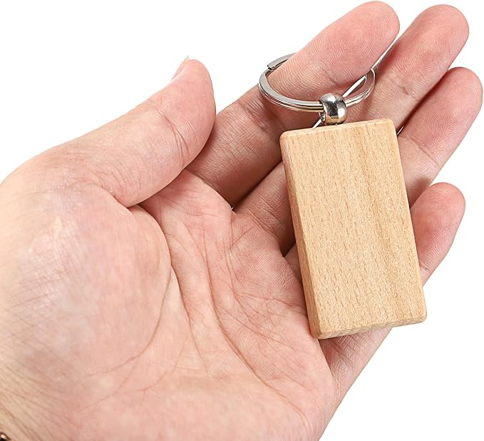 JUXYES 200 PCS Unfinished Wooden Keychain Blanks