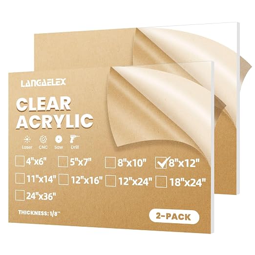 2 Pack 8x12 1/8" Clear Plexiglass Sheets