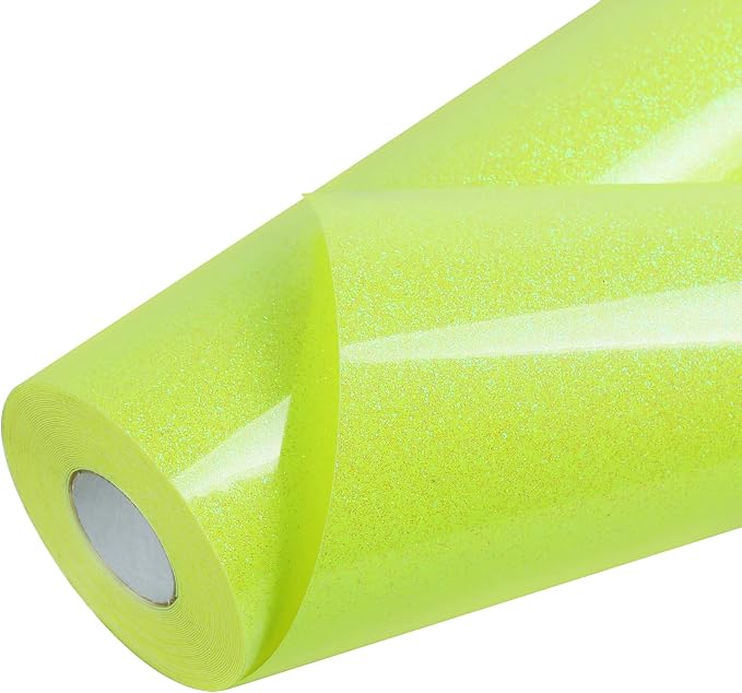 TORC Yellow Glitter HTV Heat Transfer Vinyl Large Roll 12 inch x 20 ft Sparkly