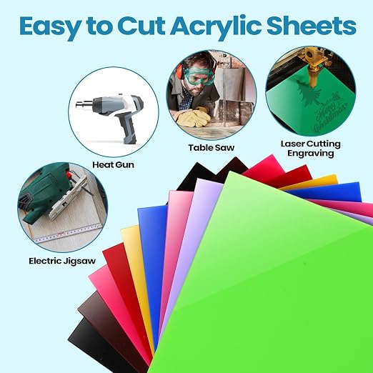 Suzile 30 Pcs Colored Acrylic Sheets 1/8 Inch Thick