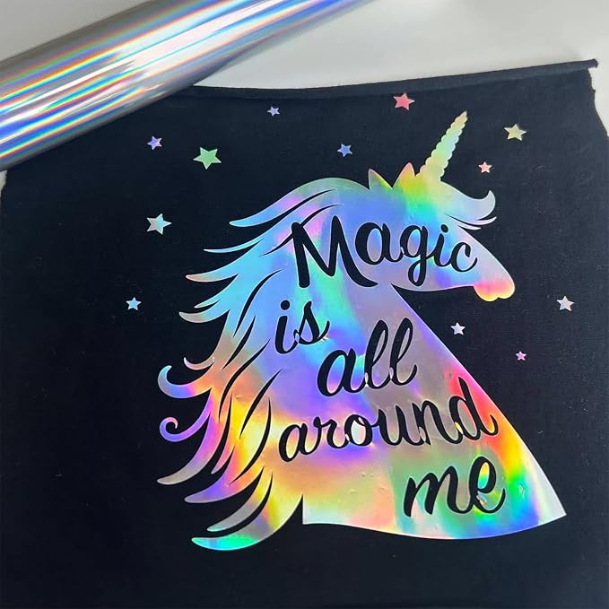 Holographic Heat Transfer Vinyl 12IN x 6FT Rainbow HTV Iron on Vinyl