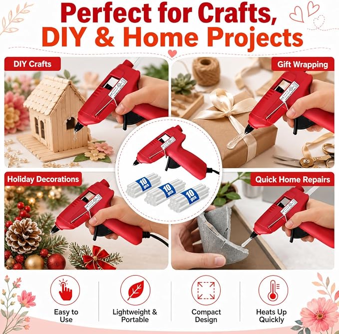 Mini Hot Glue Gun Kit with 30 Glue Sticks and Carrying Case, 15W Fast