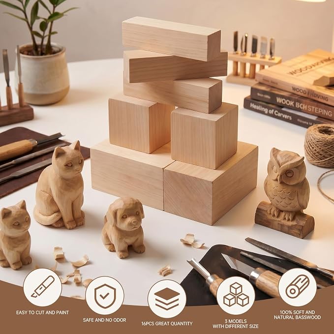 24Pack Basswood Carving Blocks