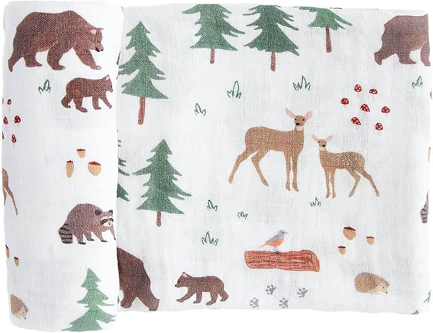RED ROVR 100% Organic Cotton Muslin Swaddle | Newborn Receiving Blanket | Baby Wrap | Boy, Girl, Unisex | Soft, Lightweight, Breathable | Burping, Nursing | 44" x 44" | Bear Buddies