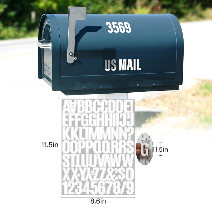 730 Pcs 10 Sheets Letter Stickers, Self Adhesive Waterproof 1.5 Inch Mailbox