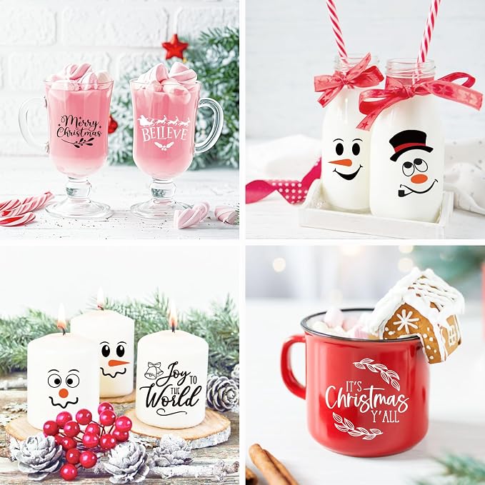 80pcs Snowman Face Stickers for Crafts Christmas Word Sticker Xmas Winter