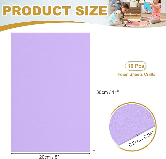 uxcell 10 Pcs Purple EVA A4 Foam Sheets Crafts, 12 x 8 Inch Foam Paper