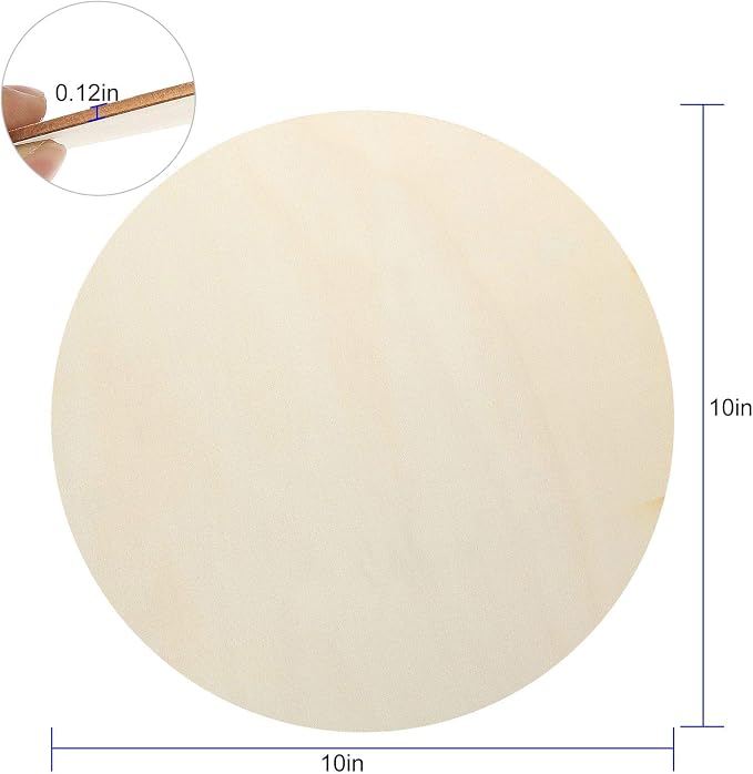 ZOEYES 20 Pack 10 Inch Wood Rounds Unfinished Wooden Circles 1/8 Inch Thick