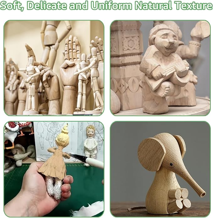 2 Pack Unfinished Basswood Carving Blocks, Christmas DIY Supplies
