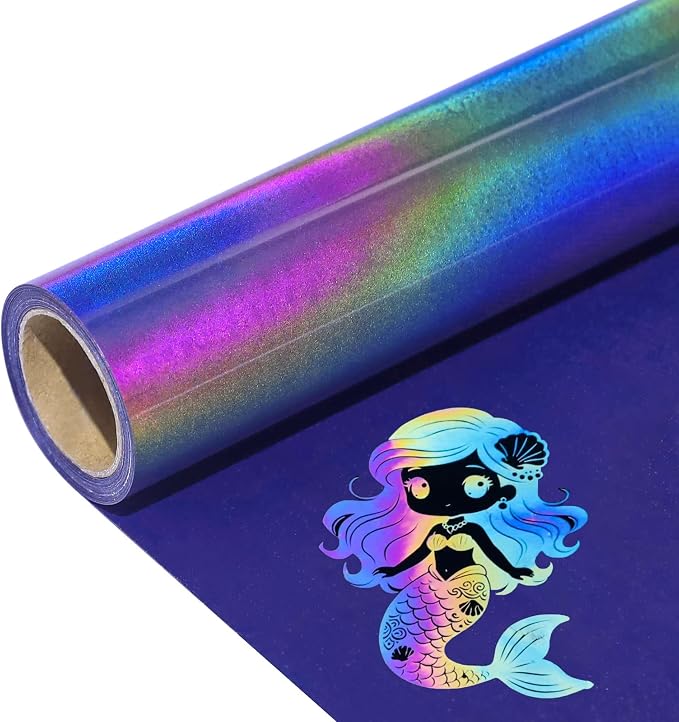 Reflective Heat Transfer Vinyl HTV Vinyl 12in x 6ft Reflective Rainbow Iron On