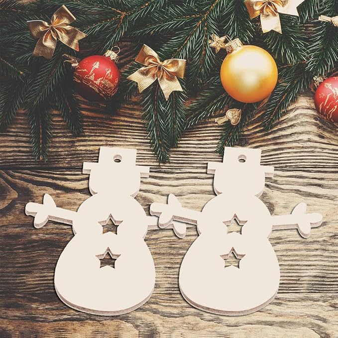 Waeceip 50PCS Unfinished Wood Snowman Kit