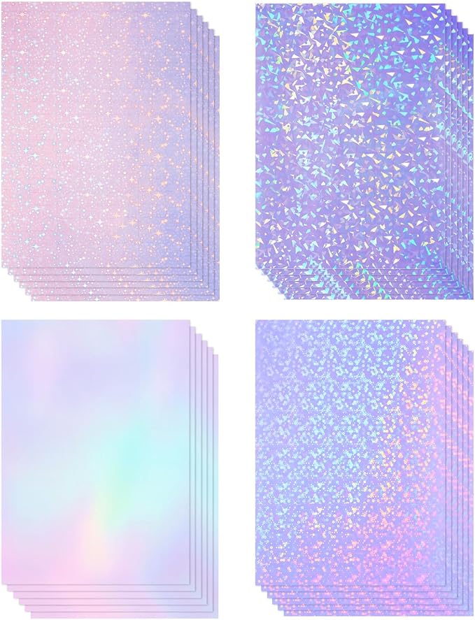 Nezyo 60 Sheet Holographic Laminate Sheet Clear Glitter A4 Size Vinyl Sticker