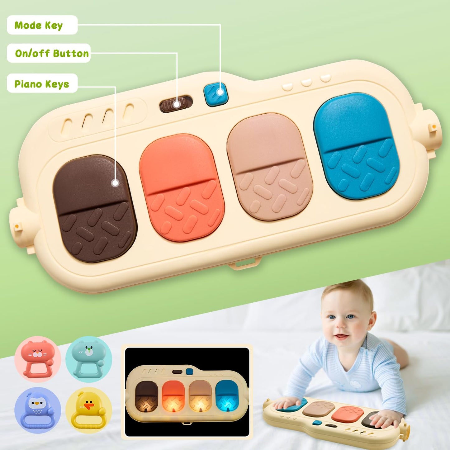 Baby Play Gym Walker Kick and Play Piano Gym Musical Tummy Time Mat for Boys Girls Infant Newborn Gifts (Panda Upgraded)