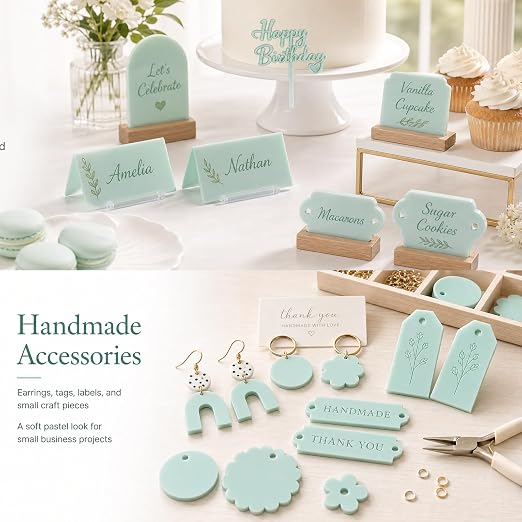 Macaron Pastel Cast Acrylic Sheets 12x12 1/8" | Dual finish matte & glossy cast