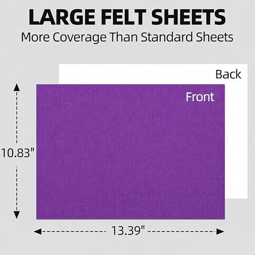 6PCS Large Self Adhesive Felt Sheet, 13.4"x10.8", 2mm Thick Stiff Felt Fabric