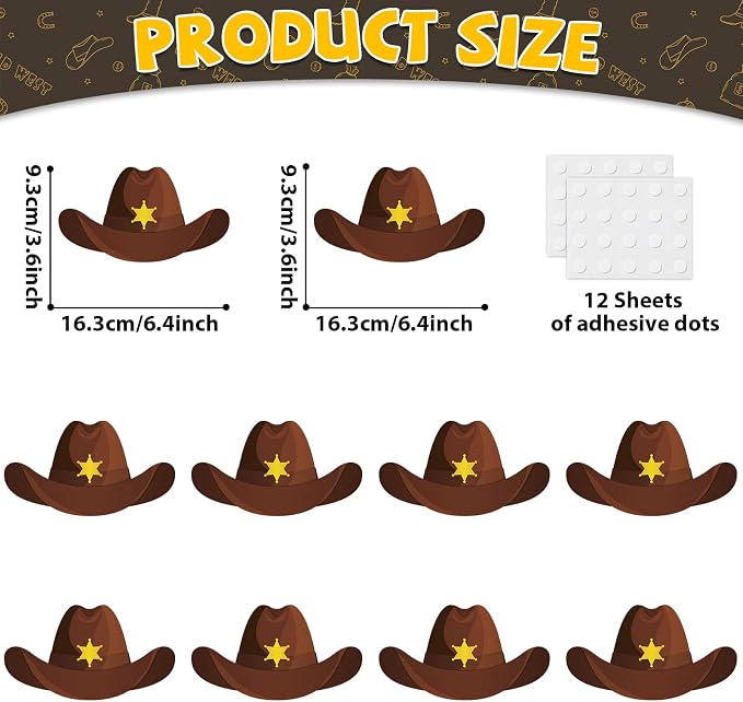 gisgfim 80Pcs Western Cutouts Wild West Cowboy Cowgirl Hat Decorations Bulletin