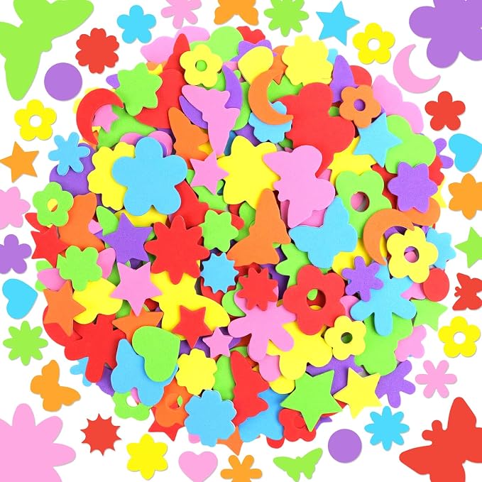 700Pcs Foam Stickers Colorful Flower Butterfly Foam Shapes Stickers