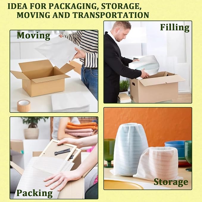 200PCS Cushion Foam Pouches, Moving Packaging Supplies