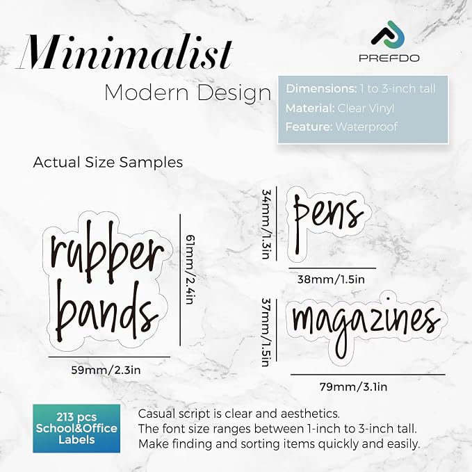 213 Craft Labels, Prefdo Clear Arts Crafts, School & Office Script Labels