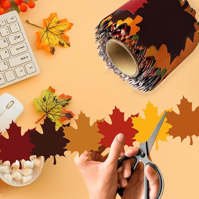 69 Ft Fall Bulletin Board Decorations Maple Leaves Shape Die-Cut Bulletin Board