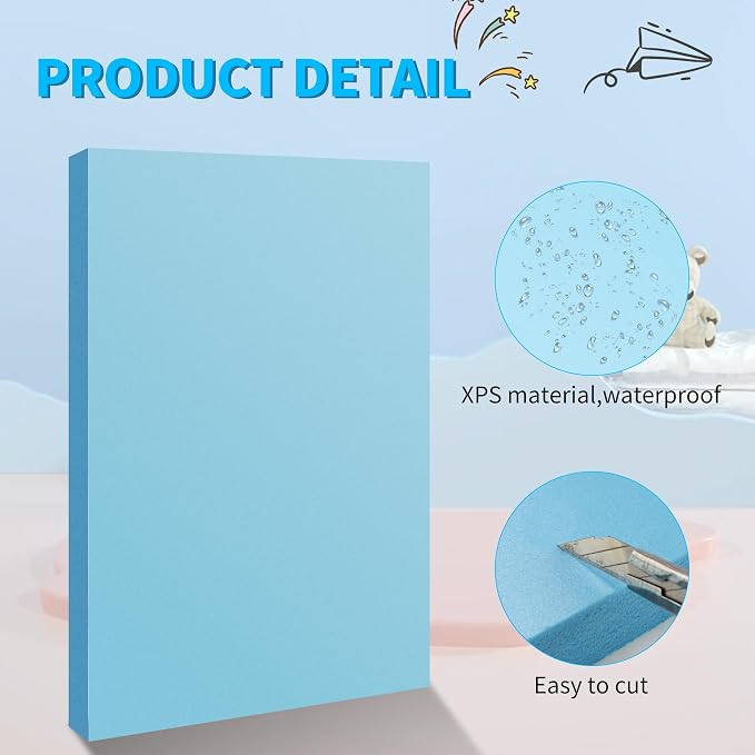 Blue 13 Pack 12x7.5x0.5 inch Foam Sheets 0.5 Inch Thick | Polystyrene