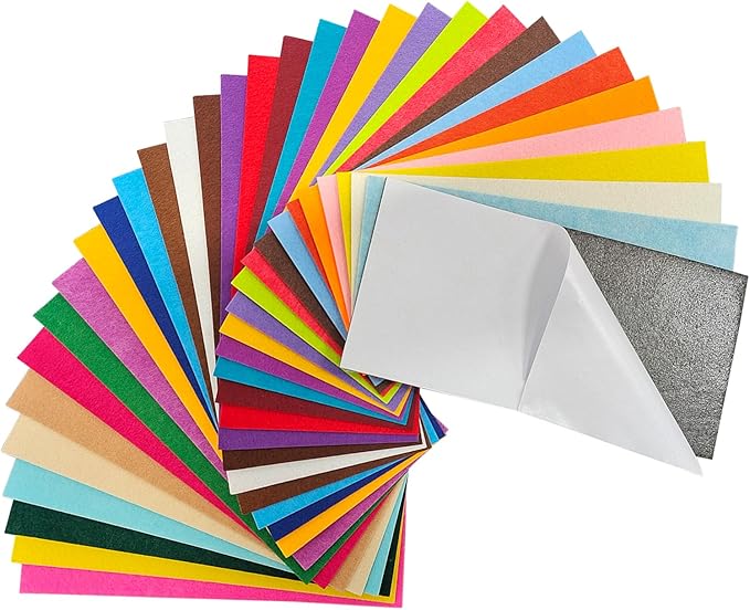 Jtnohx Self Adhesive Felt Sheets, Adhesive Backed Felt, 33 Colors Sticky Back