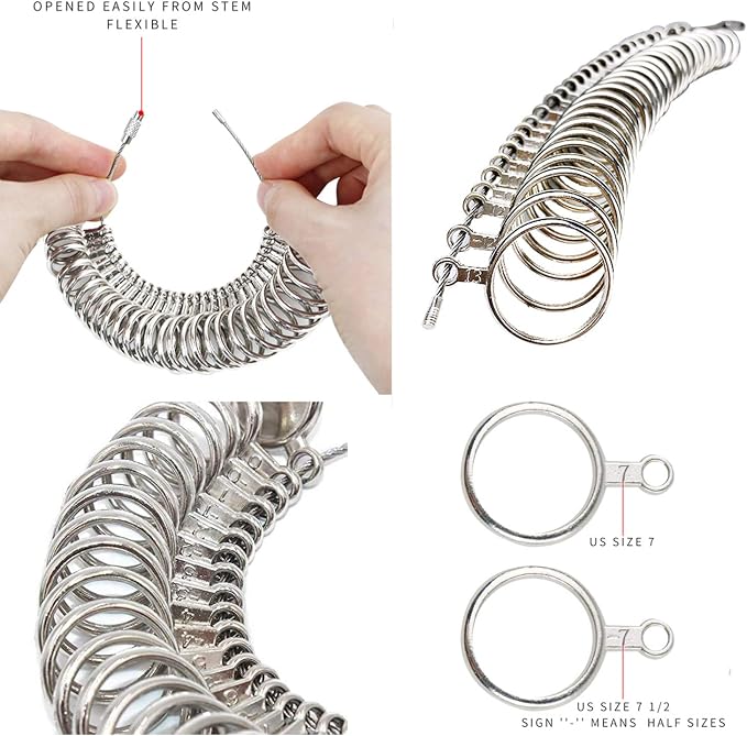 NIUPIKA Ring Sizer Measuring Tool Ring Mandrel Ring Measurer Ring Sizing Kit