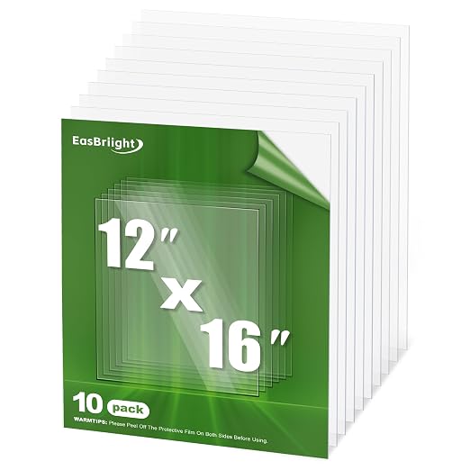 10-Pack of 12×16"×0.02" PET/Plexiglass Sheets, Transparent Flexible Plastic