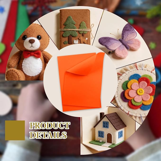 12 Pcs Felt Sheets, 7x11 Inch Stiff Felt