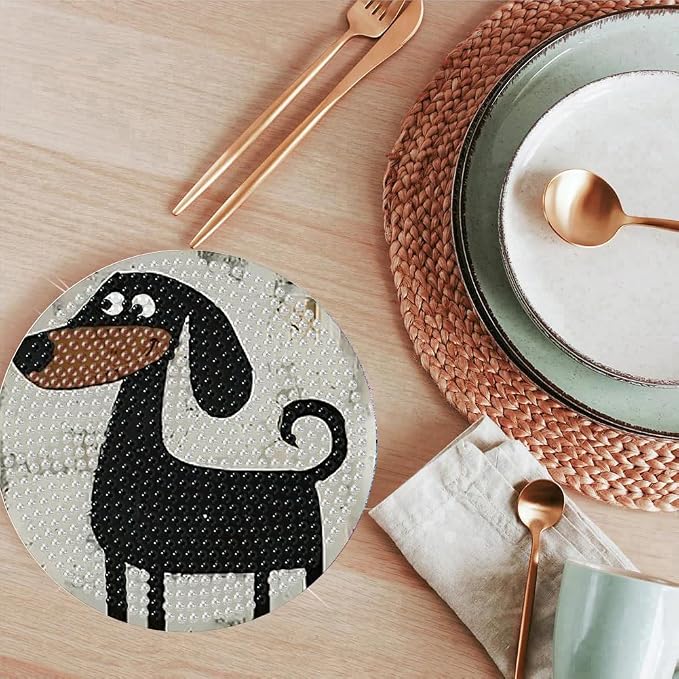 ijbnhd 6 Pcs Dog Diamond Painting Coasters Kits
