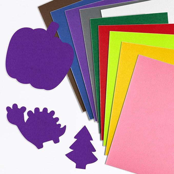 CHRORINE 10 Pcs Purple Felt Fabric Sheets Self Adhesive Felt Sheets 8 x 12